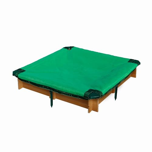 Gorilla Playsets 02-3018 Interlocking Sandbox with Cover, Wood, Square, 45.5 W x 45.5 D x 8 H, Brown