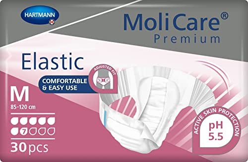 MoliCare Premium Elastic Unisex Einweg-Slip: diskrete Anwendung für Frauen und Männer mit Inkontinenz; 7 Tropfen, Größe M, 30 Stück