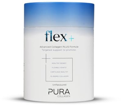 Pura Collagen Flex+ Collagen Powder for Joint & Tendon Support | 10,000mg FORTIGEL® & TENDOFORTE® Bioactive Hydrolysed Collagen Peptides with Vitamin C & Manganese | 28 Servings, 284g
