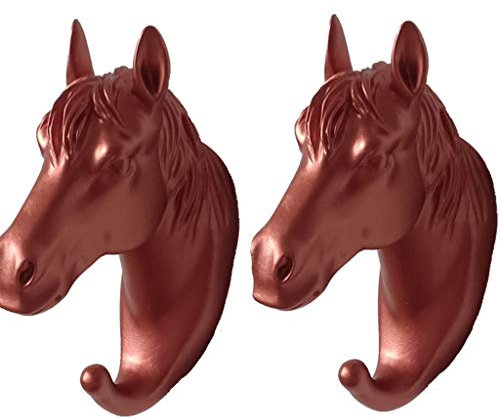 Kreativer Pferdekopf Klebriger Haken, Keine Notwendigkeit, Klebehaken Zum Aufhängen Zu Stanzen, Klebrige Kleiderbügel Für Die Decke, Kann 5 Kg Tragen ( Color : Red Gold*2 , Size : 3.8*8*12cm )
