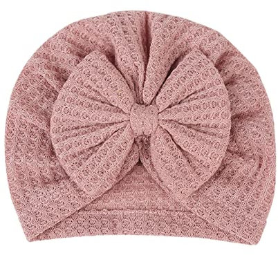 TinaDeer Baby Turban Hüte Neugeboren Kleinkind Mädchen Stirnband Haarband Knoten Mütze Sommer Stretch Schleife Headwear Kleinkind Neugeborene Mütze Hut für 0-2 Jahren (A, 18x16cm)
