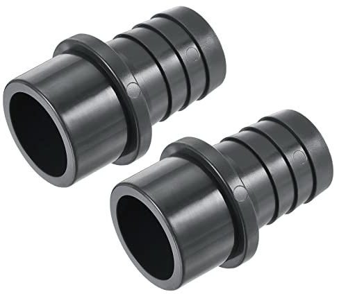 sourcing map PVC Pipe Fitting 32mm Barbed x 40mm OD Spigot Straight Tube Adapter Hose Quick Connector, Black Pack of 2