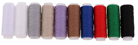 Easnea Strapazierfähiges, sortiertes Jeansgarn-Set, Polyester-Nähgarn, Spule, 10 Farben, 50 m dick, für Jeansleder, Steppdecke, Kissen, Vorhänge, Handarbeit
