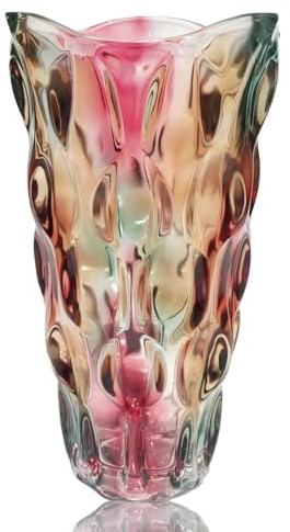 Eastern Rock Heavy Flower Glass Vase Thickened 3.5lb 9.5inch Sparkle vase Bohemian Style, for Centerpieces,Kitchen,Office, Wedding,Perfect Home Decor Glass Vase (Purple Light)