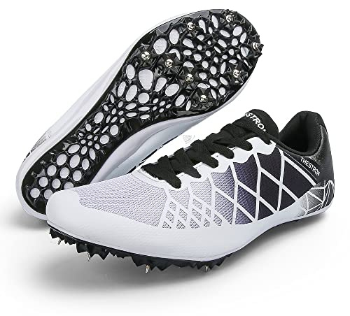 Ifrich Herren, Damen, Jungen, Mädchen, Spikes, Leichtathletik, Rennsport, Laufschuhe, Trainings- und Feld-Sneaker .., Weiß, Schwarz, 46 EU