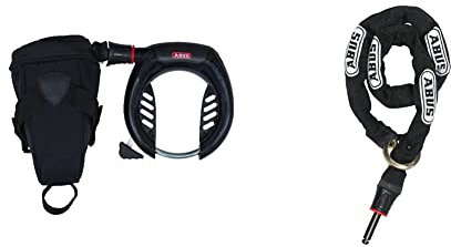 ABUS Rahmenschloss Pro Shield 5950 NR + Rahmenschlosskette Chain 6KS/85, Schwarz & Rahmenschloss-Einsteckkette - Fahrradschloss mit 130 cm Länge - 6 mm Starkes Kettenschloss, Schwarz