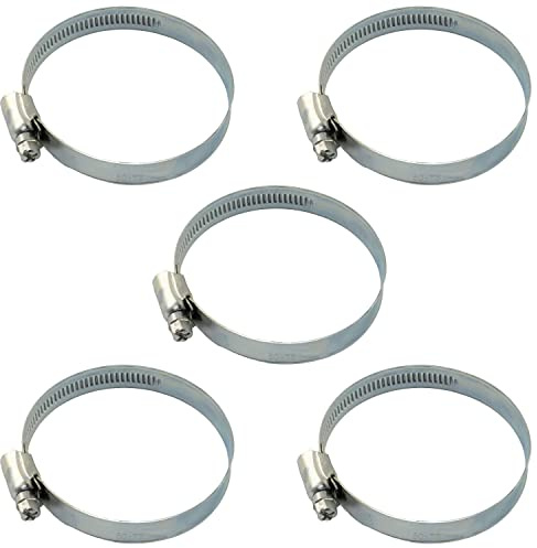 AERZETIX - C63595 - Set med 5 klämmor med tangent skruv 50-70mm justerbar - bredd 12mm - i galvaniserat stål - silverfärg - bil beslag trädgård flexibel vattenslang bevattning