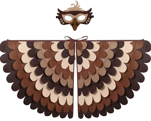 D.Q.Z Bird-Wings-Costume for Kids Dress Up, Felt Feathered Owl Parrot Chicken Animal Role Play Costume, Gift for Girl Boys (Eagle)