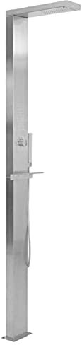 Gecheer Doccia da Giardino in Acciaio Inox Quadrata,Doccia Lavapiedi da Esterno Doccia per Piscina,15 x 44 x 210 cm
