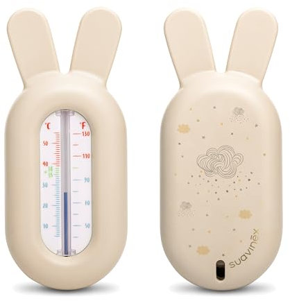 Suavinex, Termómetro de Bañera para Bebé, Termómetro de Baño Sin Mercurio, Preciso y con Escala de Color, Seguro, Resistente y Fácil de Usar. Diseño Dreams, Beige