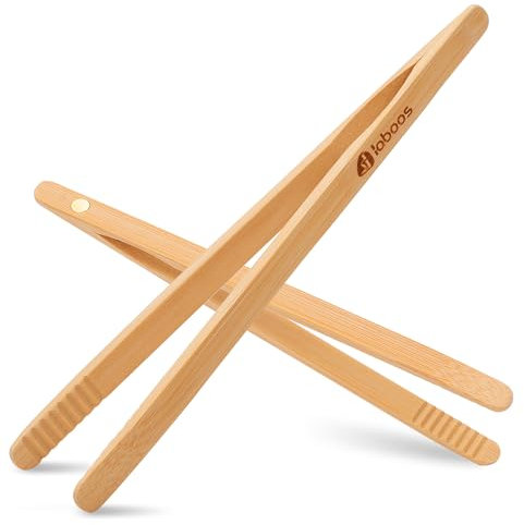 Lot de 2 pinces à toast magnétiques classiques en bambou – Pince de cuisson en bois, idéale pour grille-pain, fruits, pain et cornichons, ustensile de cuisine pour fromage, bacon, muffins, fruits