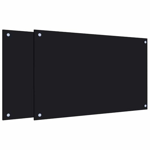 vidaXL Küchenrückwände 2 STK. Schwarz 80x50 cm Hartglas, Rückwand, Rückwand für Küche, Rückwand aus Glas, Rückwände, Spritzschutz
