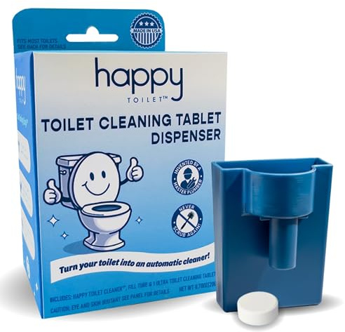 Happy Toilet Cleaner – Self-Cleaning Toilet System | Easy Install Toilet Tablet Holder for a Deep Clean with Every Flush | Made in the USA
