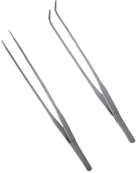 BESPORTBLE 2er-Pack 27 cm Edelstahl-pinzette Pflanzenpinzette Für Aquarien Wasserpflanzenzange Zum Bepflanzen Von Fischtanks Gerade Gekrümmte Spitzen