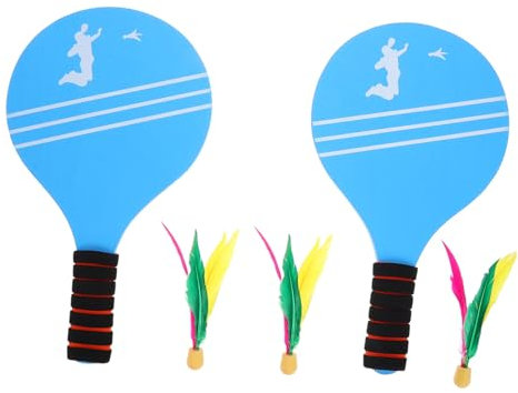 BESPORTBLE 2-in-1-badminton-set Für Kinder Tragbare Schlägertasche Mit Federbällen Holzschläger Für Indoor-strandspiele Stabiles Spielset Mit Tragetasche