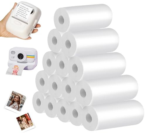 15 Rollen Thermopapier,57mm x 29mm x 7m Thermopapier für Kinder Sofortbildkameras,Mini-Drucker-Aufkleberpapierrolle,Bonrollen,Kassenrollen,Nachfüllen von Druckpapier für Kinder-Sofortbildkamera