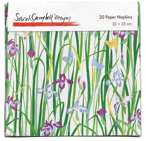 Museums & Galleries Pack of 20 Paper Serviette Napkins - Irises and Butterflies Design by Sarah Campbell - Disposable Tableware