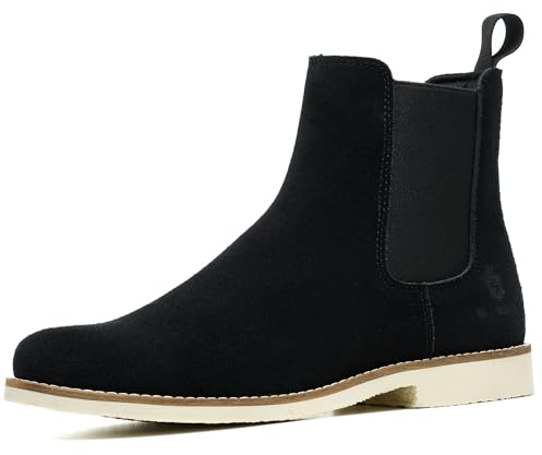 SL-Saint Botas Chelsea Clásicas Hechas a Mano Para Hombre Moda Auténtica Piel de Vaca Slip On (Negro Cuero, Adulto, Hombre, 44, Números, Sistema tallas calzado EU, mediano)