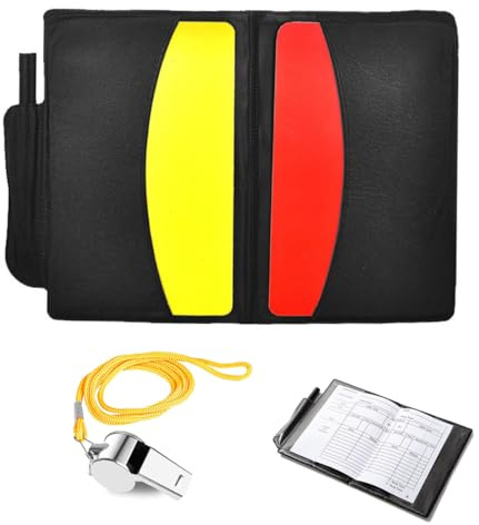 XUZOPIM Juego De Tarjetas De Árbitro Deportivo De Fútbol Cartas De Árbitro Tarjetas Rojas Y Amarillas Con Silbato De Metal Con Cordón Accesorios Lápices Para Deportes Fútbol
