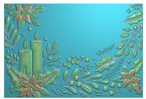 OTCRAFT 3D Embossing Folder for Card Making,Candle Christmas Decoration Clear Plastic Texture Fades Embossing Folder Template for Scrapbooking Cardstock Album DIY Decoration Paper Crafting