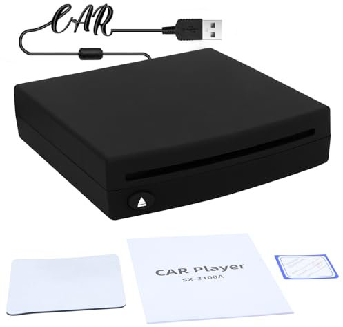 Lnopever CD Player für Auto mit USB Anschluss,Universell Tragbarer Externer CD/DVD-Dish Box Player Fürs Auto, Externes Laufwerk für Laptop, PC, Fernseher, kompatibel mit Android Autoradio