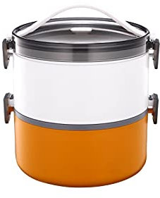 ETZRYSYB Contenitore per il pranzo impilabile Bento in plastica, contenitore per alimenti con coperchio, stoviglie per microonde (giallo, 2)