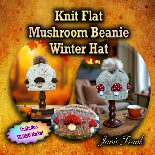 Knit Flat Mushroom Beanie Winter Hat