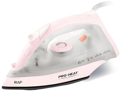 SYFUNLV Plancha de vapor, 3 ajustes de vapor, con antigoteo y antical, 1200 W, depósito de agua de 350 ml, base de teflón antiadherente, deslizante, tiempo de calentamiento rápido (rosa)