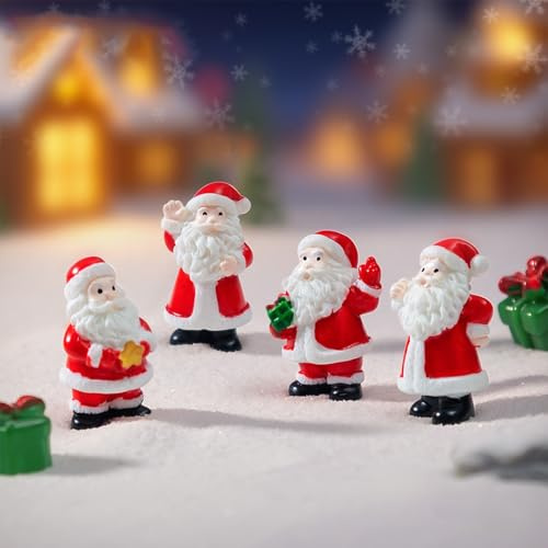 OTKARXUS Lot de 8 mini décorations de Noël miniatures de Père Noël, jolies figurines de Père Noël en résine pour la maison, le jardin, la fête, la décoration de bureau (motif C)