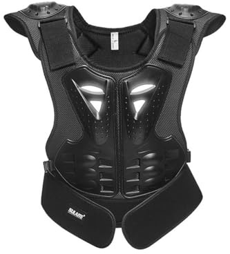VNLCPX Equipo De Protección De Moto para Niño, Chaleco Protector para Niños, Corazas de Protección para Moto para Motocicleta Ciclismo Patinaje Esquiar, Contorno de Cintura 68-75 cm, Negro, M