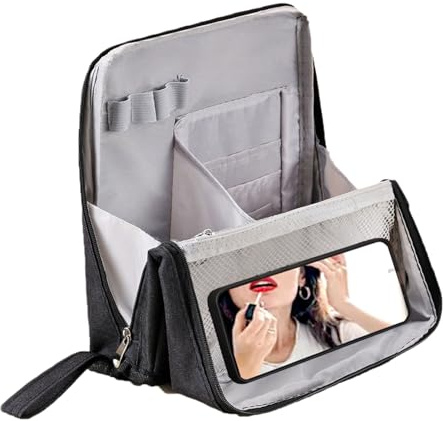 Trousse De Maquillage Debout – Pochette À Crayons sur Pied, Trousse De Maquillage pour Voyage avec Base Autonome | Conteneur Étanche À Doublure Anti-déversement, Organisateur De Toilette À Inté