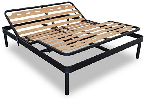 Evergreenweb – Electric Bed Base, 120 x 190 cm with Wooden Slats, Large Size XXL Motorised Raised Reinforced Double Iron Structure, Removable Legs, Recessed Base for Beds and Mattresses