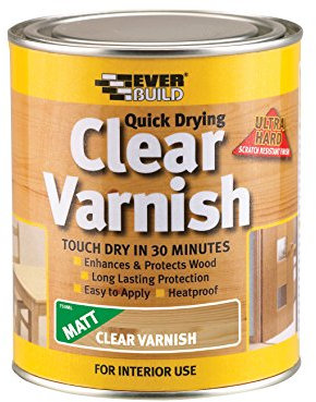 Everbuild – Quick Drying Clear Varnish – Indoor use – Ideal for interior wood – Scratch-resistant – Matt Finish – 2.5 Litre