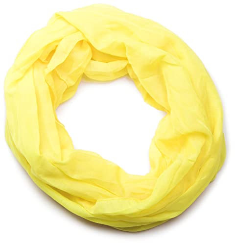 styleBREAKER leichter unifarbener Loop Schlauchschal | Sommerschal aus fließendem Material | Seidiges Halstuch für Damen & Herren | Weich, Luftig & Modisch | 77 x 46 cm, Farbe:Gelb