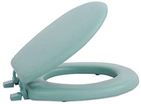 Achim Home Decor - Sedile per WC in vinile morbido e standard, colore verde chiaro da 47 cm, morbido rivestimento in vinile con imbottitura in schiuma confortevole, adatto a tutti gli apparecchi di dimensioni standard, facile da installare Fantasia by Achim Home Decor