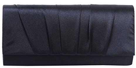 Damara Damen-Clutch, Satin, plissiert, für Hochzeit, Braut, Abschlussball, Abend-Handtasche, marineblau, Large