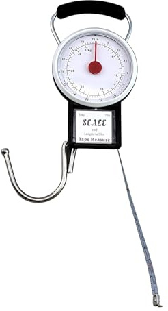 Manual Luggage Baggage Scale with Tape Measure with Dial Analog Display Travel Size Portable Take Along