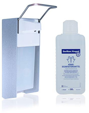 Horn Medical Desinfektionsspender - Wandspender, Starterset inkl. 500ml Viruzidem Händedesinfektionsmittel (1)