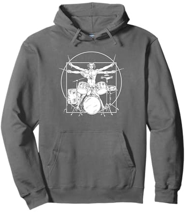 Drummer Drummer Vitruve Chemises et cadeaux T-shirt de batteur de Vitruve Da Vinci Drums Rock Gift Sweat à Capuche Noir Unisex S