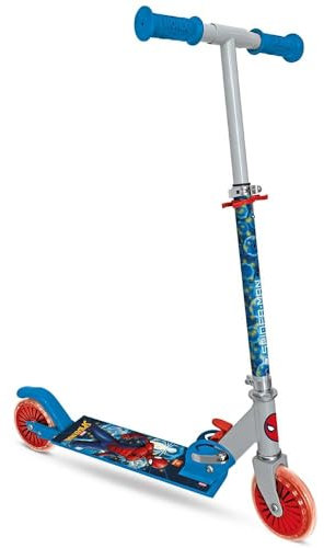 Mondo Toys - SPIDER-MAN MARVEL ALU SCOOTER Monopattino 2 ruote pieghevole in alluminio con pedana extra grip e manubrio regolabile per bambini