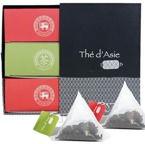 Khla - Coffret de 3 Thés Bio Petit-Déjeuner - Coffret Cadeau - Chun Mee, Breakfast OP & Earl Grey - 3 x 20 Sachets Infusettes - Thé d’Asie Végétal - Tisane, Infusion