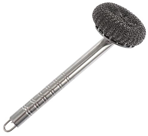 Luxshiny Dishwasher Cleaner Stainless Steel Sponges Scourer with Handle Pot Brush Metal Scouring Pads Kitchen Cleaning Tool Kitchen Scouring Cleaners Silver Dishwasher Detergent