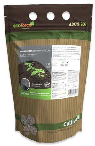 Cultivers CULTIVERS 6 kg di farina di roccia e basalto in polvere. Fertilizzante ecologico a base di silicio che fornisce microelementi per tutti i tipi di piante. Pietra della forza