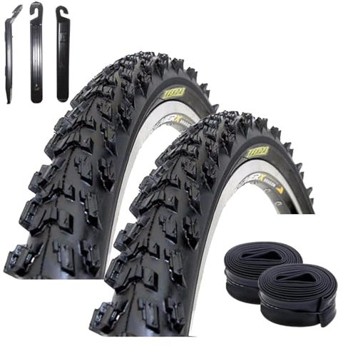 2 x Kenda 20 MTB K-829 Fahrradreifen in Schwarz 50-406 (20 x 2,00) + 2 passende DV Schläuche inkl. maxxi4you Reifenheber