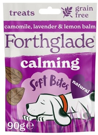 Forthglade Natural Dog Treats (8 x 90g Bags) - Hypoallergenic & Grain Free Calming Dog Treats with Camomile, Lavender & Lemon Balm, Soft Bites, Resealable Bags
