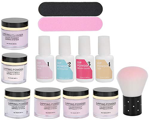 Nail Dipping Powder Set, Nail Powder Dipping Base Coat Gel Dust Brush Manicure Tool Set Powder Nail Dipping For Acrylic Powders & Liquids Nail Art Powder Top For Nail Salon[K1214]