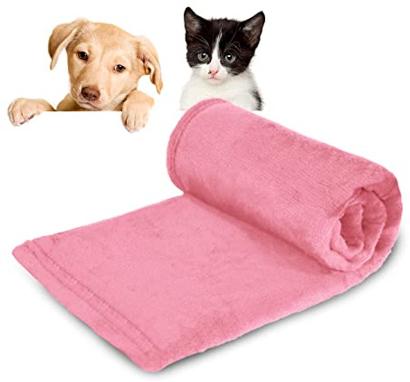 MERCURY TEXTIL- Manta para Perros, Gatos y Mascotas de Terciopelo Suave y Resistente 75x100cm. (1, Rosa, 75x100cm)