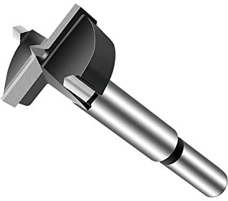 Aoktorkit 40mm Forstner Drill Bit, Black Tungsten Steel Wood Boring Bit, Round Shank, 1 Count