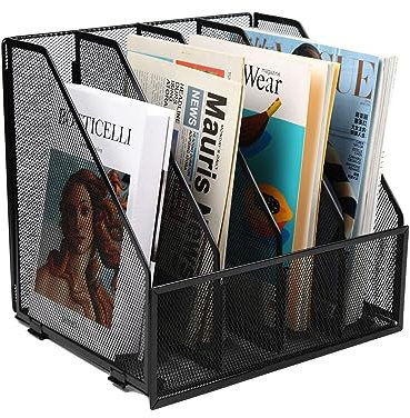 JEBELE 4 Fach Stehsammler Zeitschriftensammler Stehordner für Büro Dokumente A4 Papier Literatur Schule Metall,Schwarz