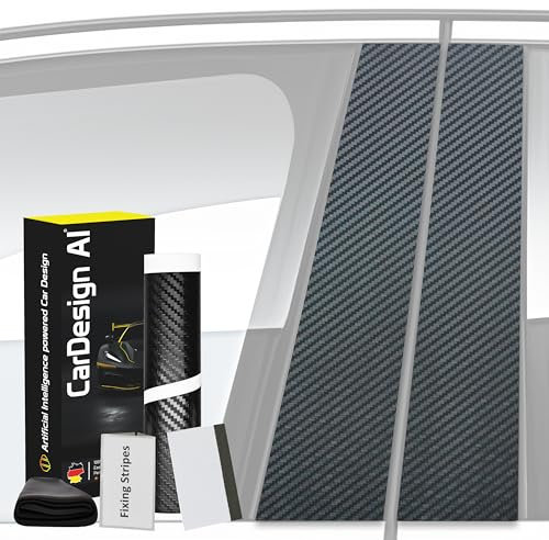 Dekor Zierleiste passend für BMW 3er E90 2005-2011 & M3 (5-Türer, Limousine): Lackschutzfolie für B- C-Säule Blende Abdeckung Links/rechts Vordertür/Hintertür (Carbon-Design)